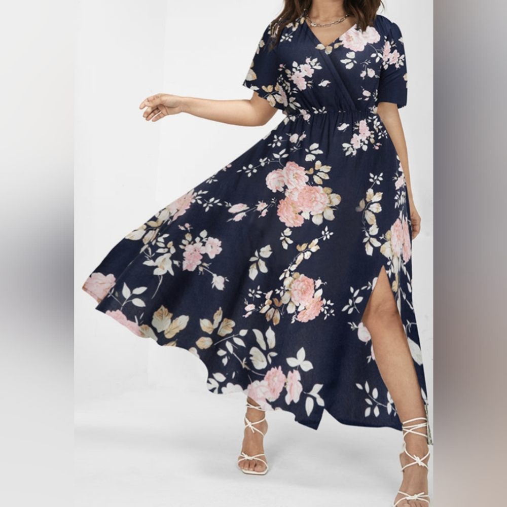 BloomChic Navy and Pink Floral Dress